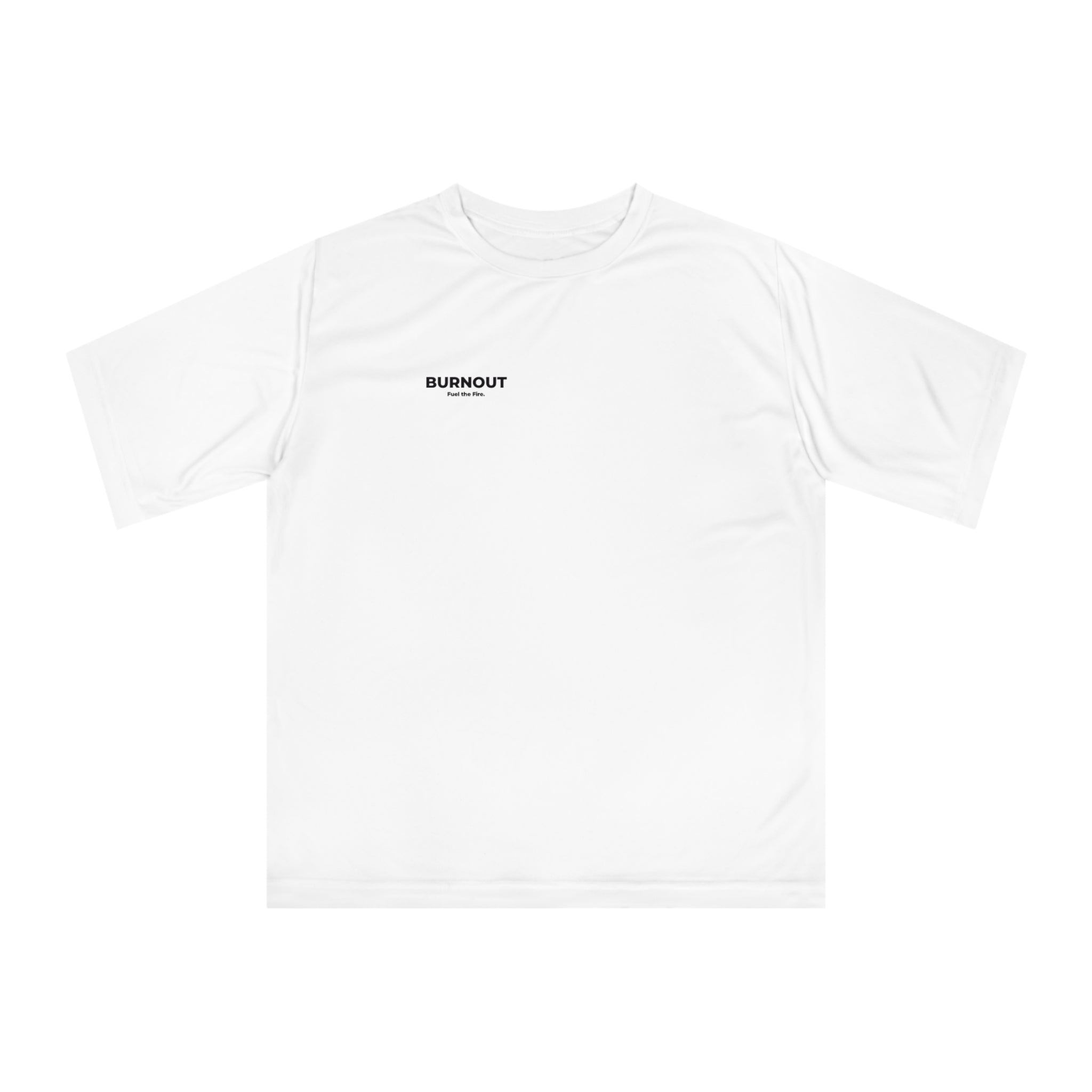 Performance Tee — 'Burnout' Caffeine 100% / Sleep 2% / Battery 1% Graphic
